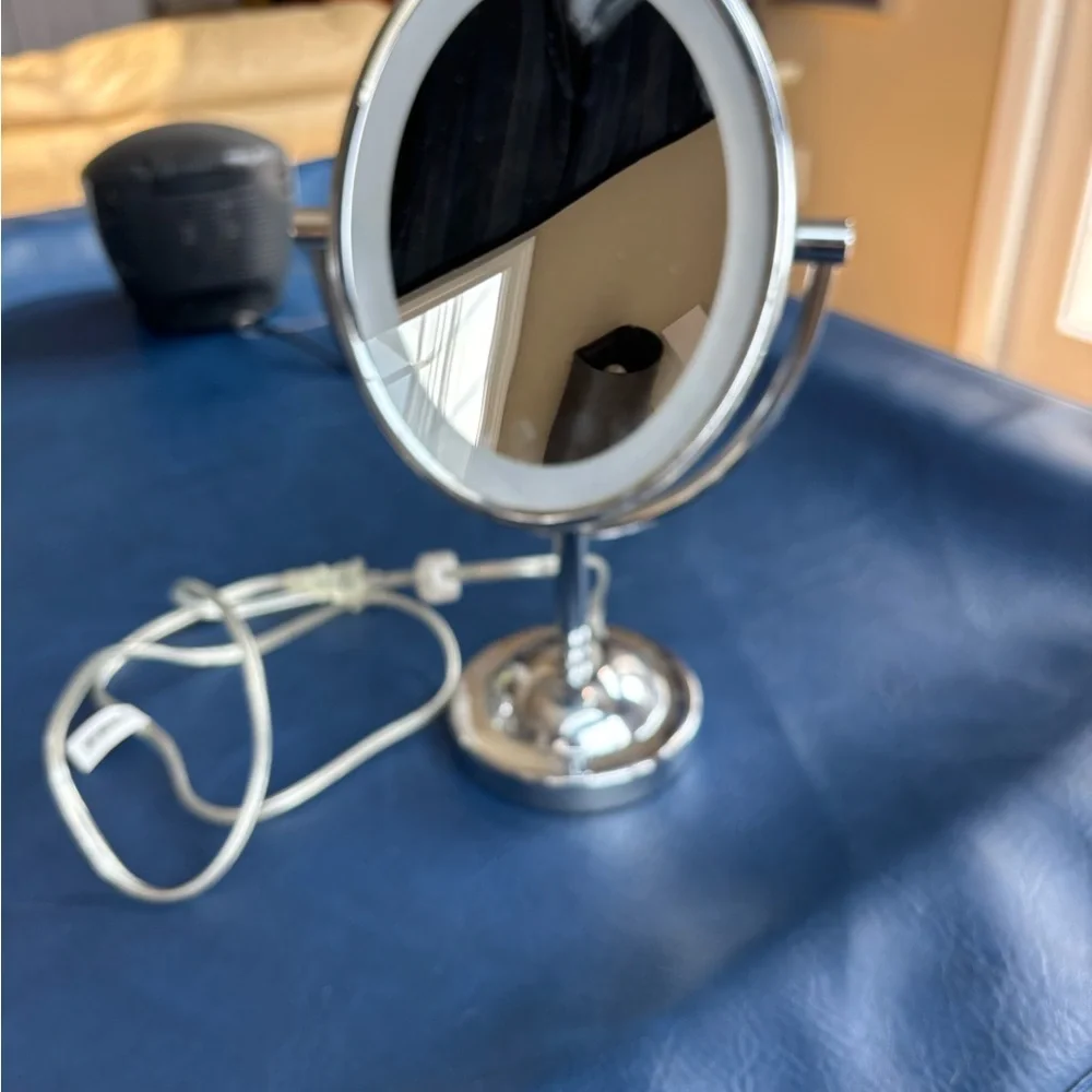 Illuminated Silver Vanity Mirror